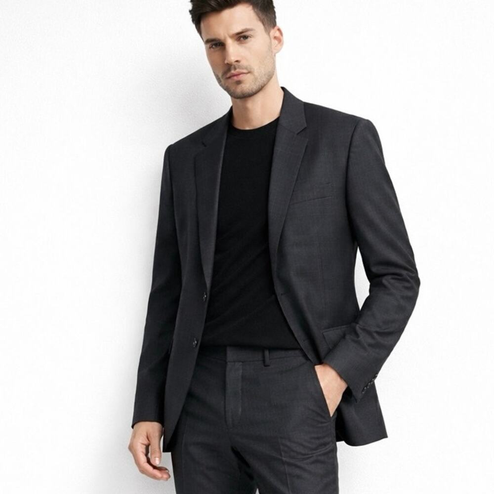 Theory Soft Black Plaid Sport Coat Blazer Jacket Men's 40 Long Classic Work